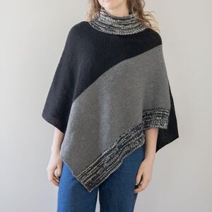 Say What? Black and Gray Women's Poncho
